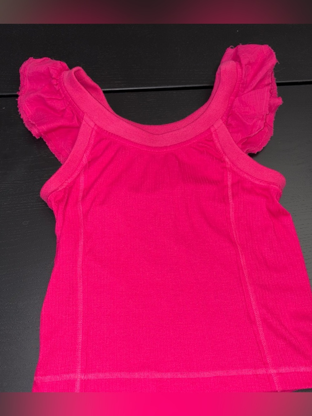 Pilcro Bright Hot Pink Ruffle Sleeve Tank Top